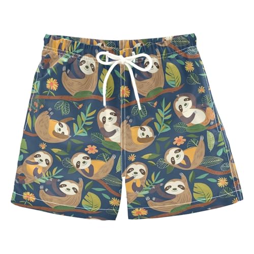 Sloth on Branches Boys Swim Trunks Toddler Shorts Swimwear Boardshorts Multicoloured