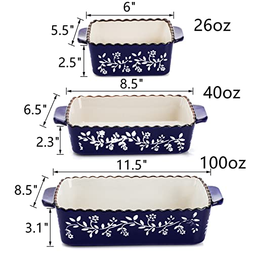 Avla A-BAKINGDISH-YZ-CBLUE-3S 3 Pack Ceramic Bakeware Set Porcelain Rectangular Baking Dish Lasagna Pans For Cooking Kitchen Casserole Dishes Cake Dinner 12 X 8.5 X 6 Inches Of Baking Pans Banquet And Daily Use Cobalt Blue thumb #1