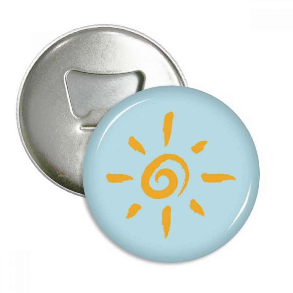 Cadeau original 3pcs décapsuleur aimanté rond motif peinture soleil jaune