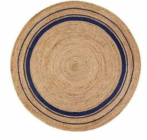 Tapis moderne de jute tissé à la main en ivoire brun naturel Pac Man En