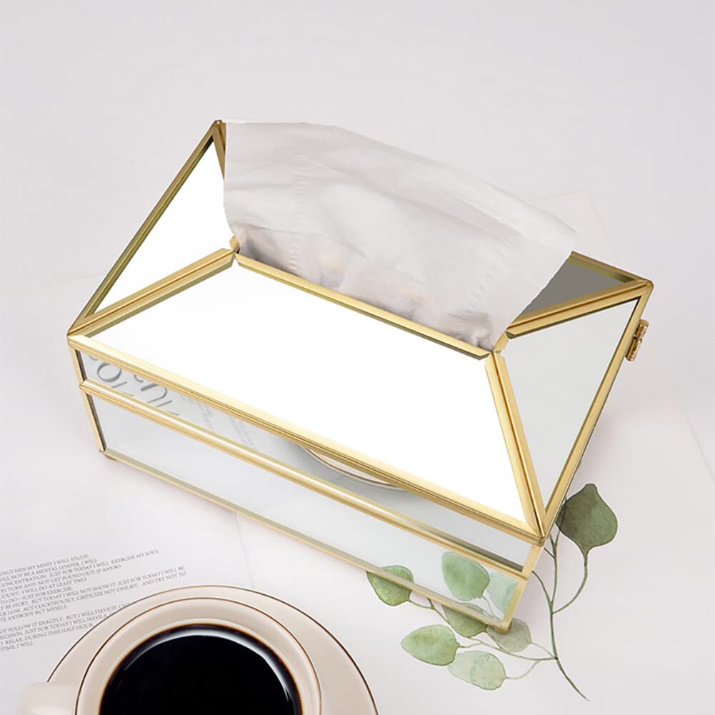 Porta fazzoletti, scatola rettangolare in vetro, scatola portaoggetti decorativa per tovaglioli, porta fazzoletti per il viso, per comò, bagno, camera da letto, casa, ufficio, bar