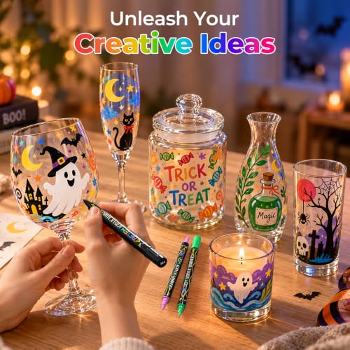 Image of Betem 24 Colors Paint Markers for Glass, Dual Tip Acrylic Paint Pens