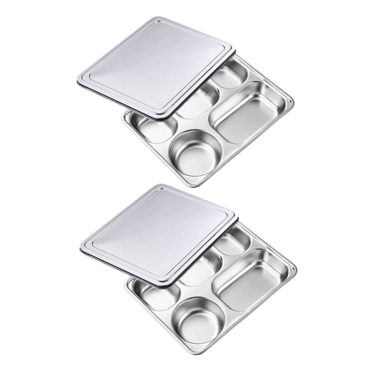 Mobestech 2Sets Divided Tray Deep Compartment Food Storage Plate Bento Lunch Tray for Portion Control for Gatherings and