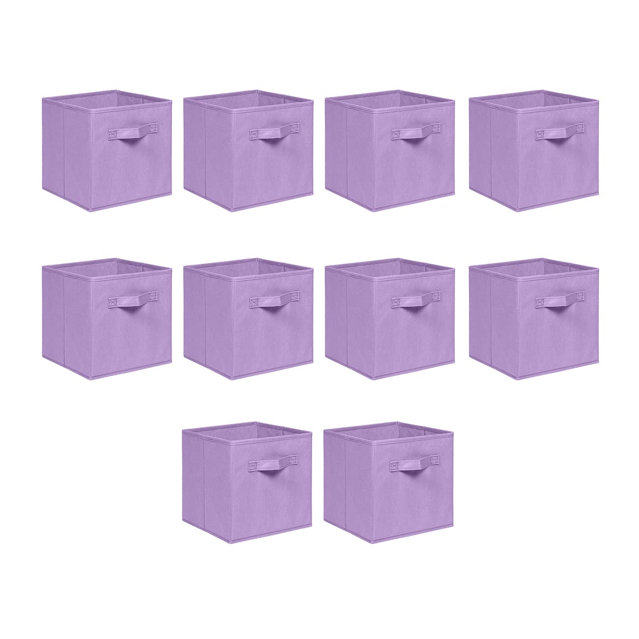 NICEME Foldable Cube Storage Unit Boxes, Non-Woven Fabric Storage Boxes Set, Clothes Drawers for Shelves, 26.5x26.5x28 cm (Light Purple, Set of 10)