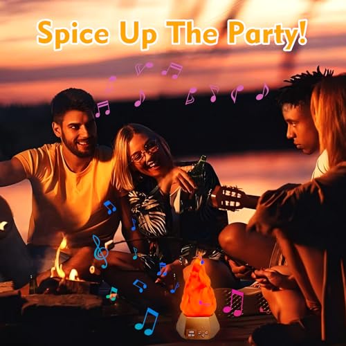 Image of LIDORE Rechargeable Bluetooth Speaker Flame Night Light, 3 Modes, Indoor Ambiance Lamp, Outdoor Camping Decor Torch Light (2 Pack)