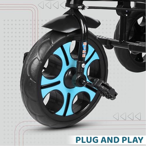Image of Tricycle 1 Years to 5 Years with Removable Safety Guard and Parental Control Back Side Push Handle with Rubber Tyre for Kid's CR07 (Blue 4)