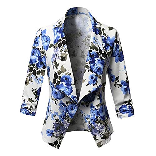 Buy HANGON Women 3/4 Sleeve Plus Open Front Short Floral Cardigan Suit Jacket Work Coat Winter