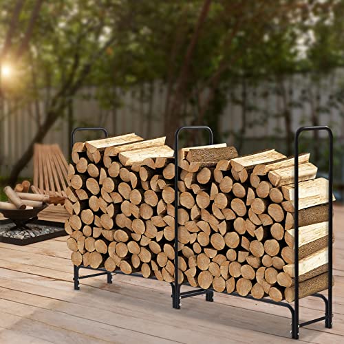Leblett 8FT Metal Firewood Log Rack with Waterproof Cover,Steel Holder,Outdoor and Indoor Use,Freestanding Fireside Log Storage Holder,Load-bearing Capacity 881.8Lbs Leblett 8FT Metal Firewood Log Rack with Waterproof Cover,Steel Holder,Outdoor and Indoor Use,Freestanding Fireside Log Storage Holder,Load-bearing Capacity 881.8Lbs
