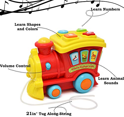 Push and Pull Music Toy for Toddlers and Baby, Interactive Learning Sing Along Train, Animal and Number Count Activity Truck