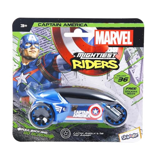 Image of SKOODLE Marvel Pull-Back Rider Bike for Kids (3+) | Captain America Edition | Marvel-Inspired Toy Bikes | Sturdy Construction with Pull-Back Action | Blue | Boosts Motor Skills & Imaginative Play