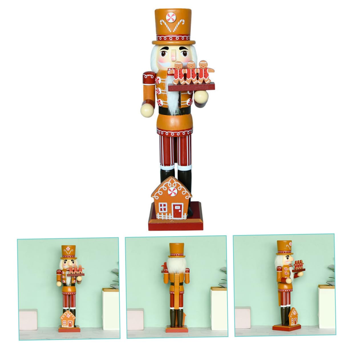 Statuette di Portanoci in Legno Chef Decorazione Natalizia per Casa di Pan di Spezia Ornamento in Legno per Tavolo e Libreria