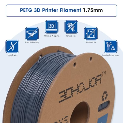 Image of 3DHoJor PETG Filament 1.75mm 3D Printing Filament 1kg*2 Bundle Spool 3D Filament 1.75mm Dimensional Accuracy + /- 0.03mm Non Tangling Non Clogging,Print with Most 3D Printers-2Pack Gray