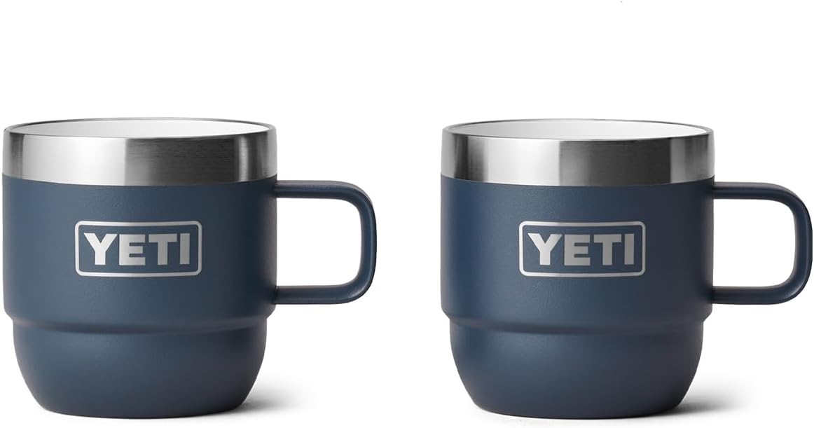 YETI Rambler 6 oz Stackable Mug, Stainless Steel, Vacuum Insulated Espresso/Coffee Mug, 2 Pack, Navy
