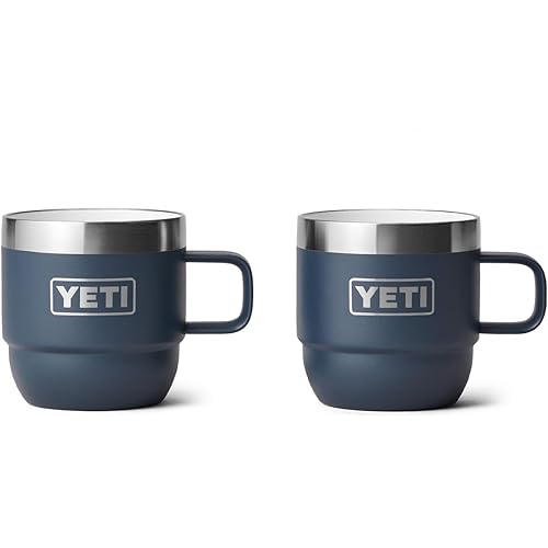 YETI Rambler 6 oz Stackable Mug, Stainless Steel, Vacuum Insulated Espresso/Coffee Mug, 2 Pack