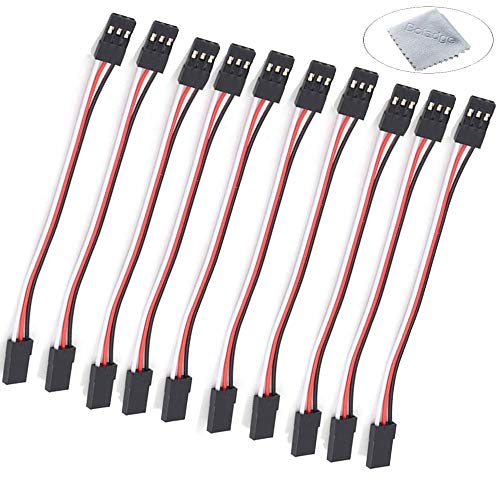 Boladge 10pcs 10CM Cable de Extensión de Servo Cable de 3 Pines Enchufe Macho a Hembra para Quadcopter Futaba JR Receptor