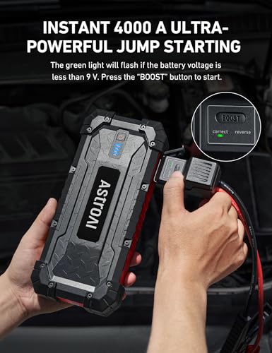 image for AstroAI S8 Ultra 4000A Peak Jump Starter,Up to All Gas/12L Diesel Engi