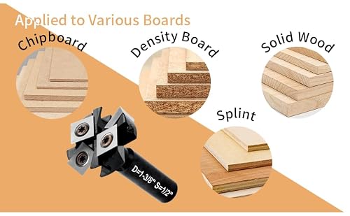 DEEFIINE Slab Flattening Router Bit 1/2\" Shank, CNC Spoilboard Surfacing Router Bit with 1-3/8\" Cutting Diameter, 2+2 Flutes Insert Carbide Wood Planer Router Bits, Planing Bit for Woodworking