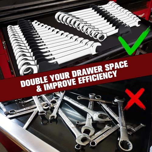 42-tool magnetic wrench organizer customizable wrench organizer set for tool box wrench holder for tool drawer storage black 42 pcs