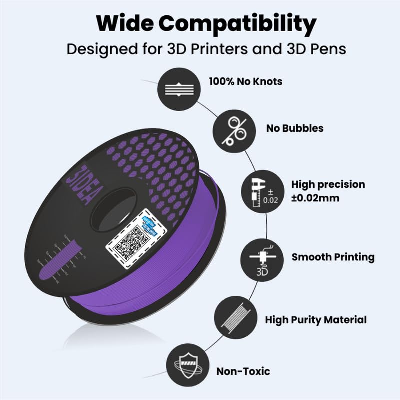 Image of 3Idea Premium PLA+ (Purple) 3D Printer Filament 1.75mm Dimensional Accuracy + /- 0.03mm Net Weight- 1 KG