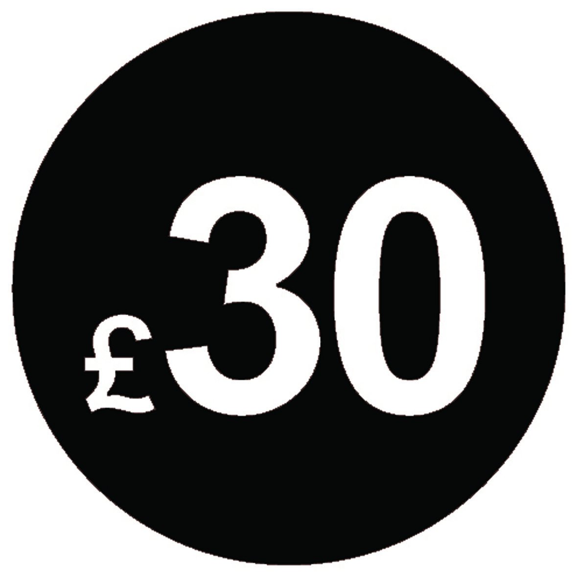 £ Black Price Stickers - 20mm, £30, 10000 — image 1