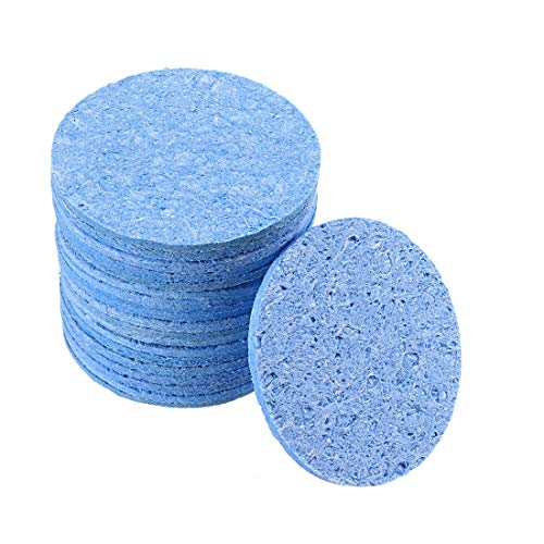 Image of uxcell Soldering Sponge 50.5mmx2.2mm for Iron Tips Cleaner Round Blue 20pcs