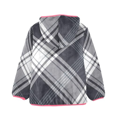 GuoChe Plaid Dark Blue White Kids Sherpa Jacket2