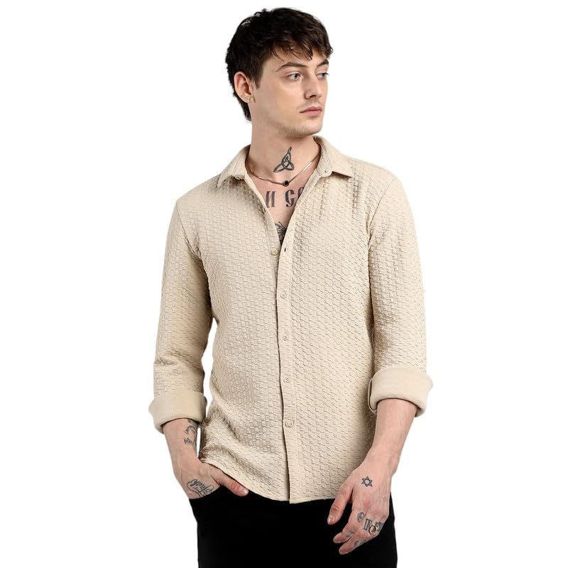 Image of CAHOOT Men'sTartan Plaid Shirt for Casual Wear | Spread Collar | Long Sleeve | Button Closure | Shirt Crafted with Comfort Fit for Everyday Wear