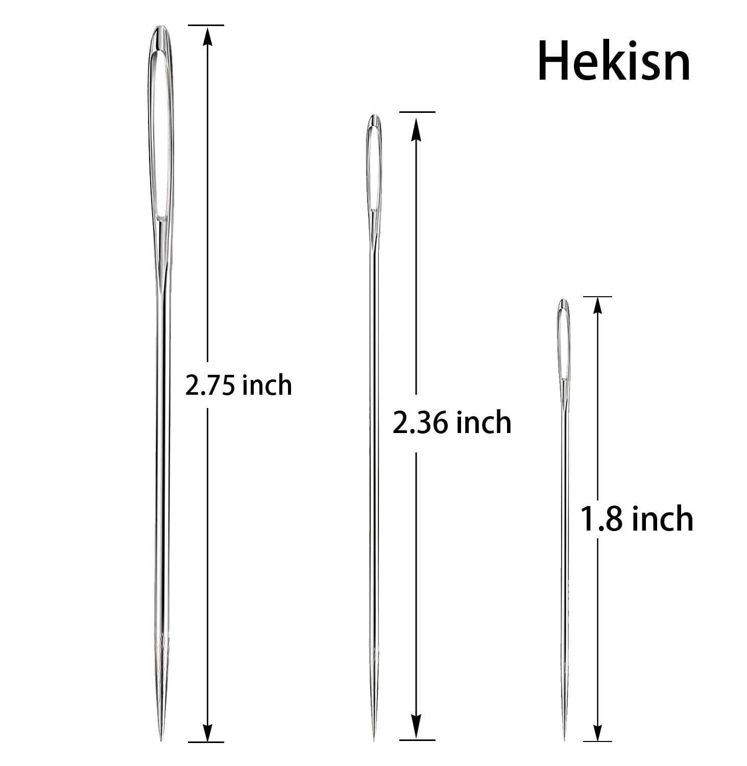 Hekisn Agujas de coser grandes para ojos, 21 agujas afiladas, agujas de hilo de bordado de acero inoxidable, agujas de tejer hechas a mano, agujas de cuero (21 piezas)