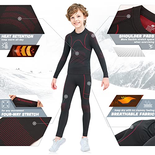UNIQUEBELLA Girls Boys' Thermal Underwear, Kids Thermal Base Layer Set - Ski Wear Athletic Shirt Long Top & Bottom Sets3