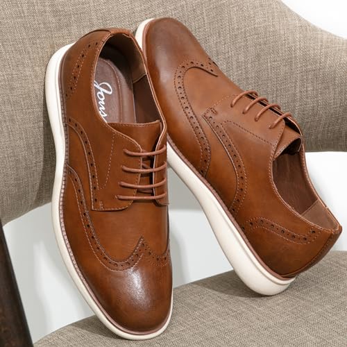 Image of Jousen Mens Dress Shoes Casual Oxfords for Wedding Party Office Church Business Formal Rubber Bottom Lightweight Sneaker Oxford Shoes for Men