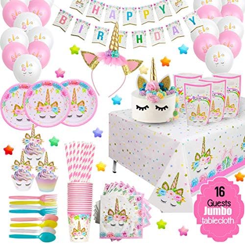 Ultimate Unicorn Party Supplies and Plates for Girl Birthday | Best Value Unicorn Party Decorations Set for Creating Unicorn Theme Party