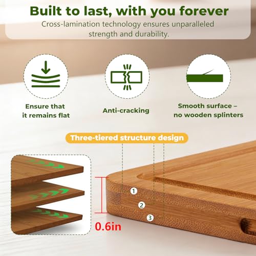 Set de 3 tablas de cortar de bambú con mango y ranura miniatura 4