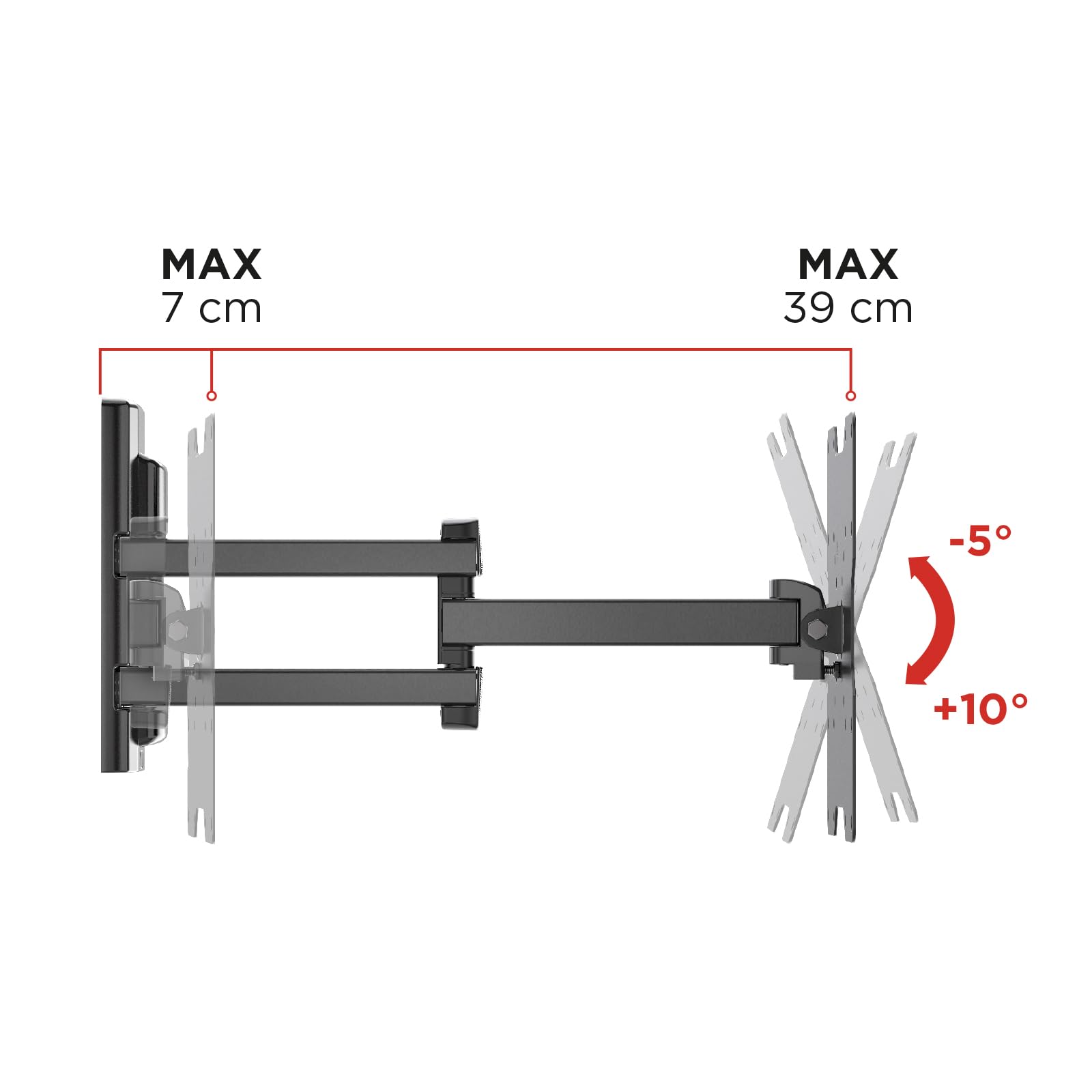 Meliconi FLATSTYLE FDR200, Supporto TV Parete a Doppia Rotazione | Staffa per TV a Schermo Piatto da 26" a 45", Attacco VESA 50-75-100-200, Portata 25 Kg, Tasselli Fischer, Made in Italy, Nero