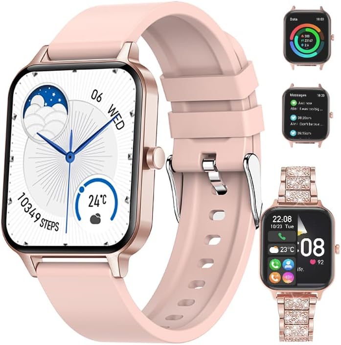 Reloj inteligente para mujer, reloj inteligente de recepción de llamadasmarcación para teléfonos Android iOS, rastreador de actividad impermeable