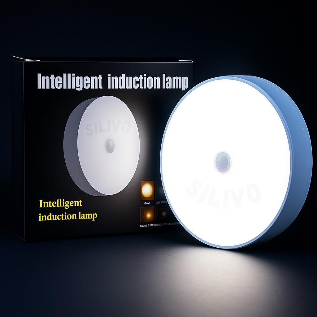 Uigos Motion Sensor Night Light [Pack of 1] - USB Rechargeable Wireless LED Lamp with Magnetic & Self-Adhesive Mount - Smart PIR Sensor Indoor Light for Wardrobe, Cabinet, Kitchen, Bedroom & Stairs