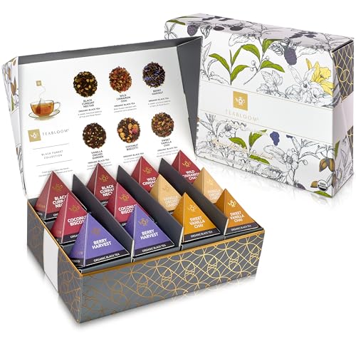 Teabloom Organic Black Forest Pyramid Tea Presentation Box, 12 As...