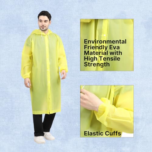 Image of Citizen Eco-Friendly EVA Poncho Raincoat for Men & Women, Lightweight Waterproof Coat with Hood, Adjustable Drawstring, Button Closure & Easy Carry Pouch, Reusable & Durable Outdoor Rainwear