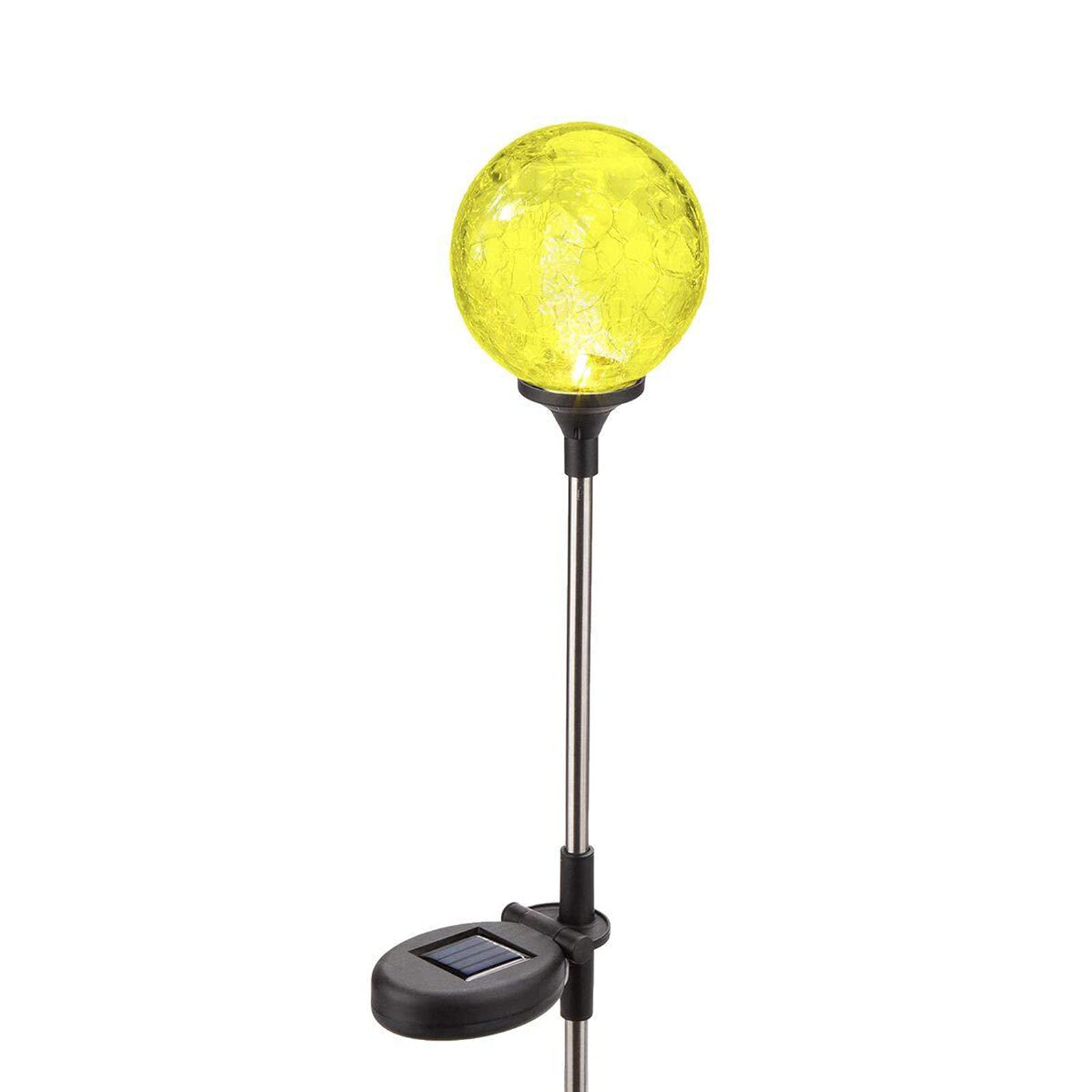 Jnyb Clear Outdoor Solar Garden Stake Lights, Crackle Globe Glass Lotus Decoration, Ip65 Waterproof Led Landscape Lighting For Patio Lawn Garden,,2Pack