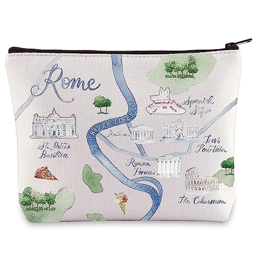 WZMPA Rome City Map Cosmetic Bag Italy Travel Souvenir Gift Long Distance Relationship Makeup Zipper...