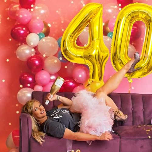 Image of Gold Number Balloons Birthday Balloons - Giant Gold Number 40 Balloon 40 inch, Numbers Balloon 10th Birthday Decorations, Gold Party Supplies for Women Men