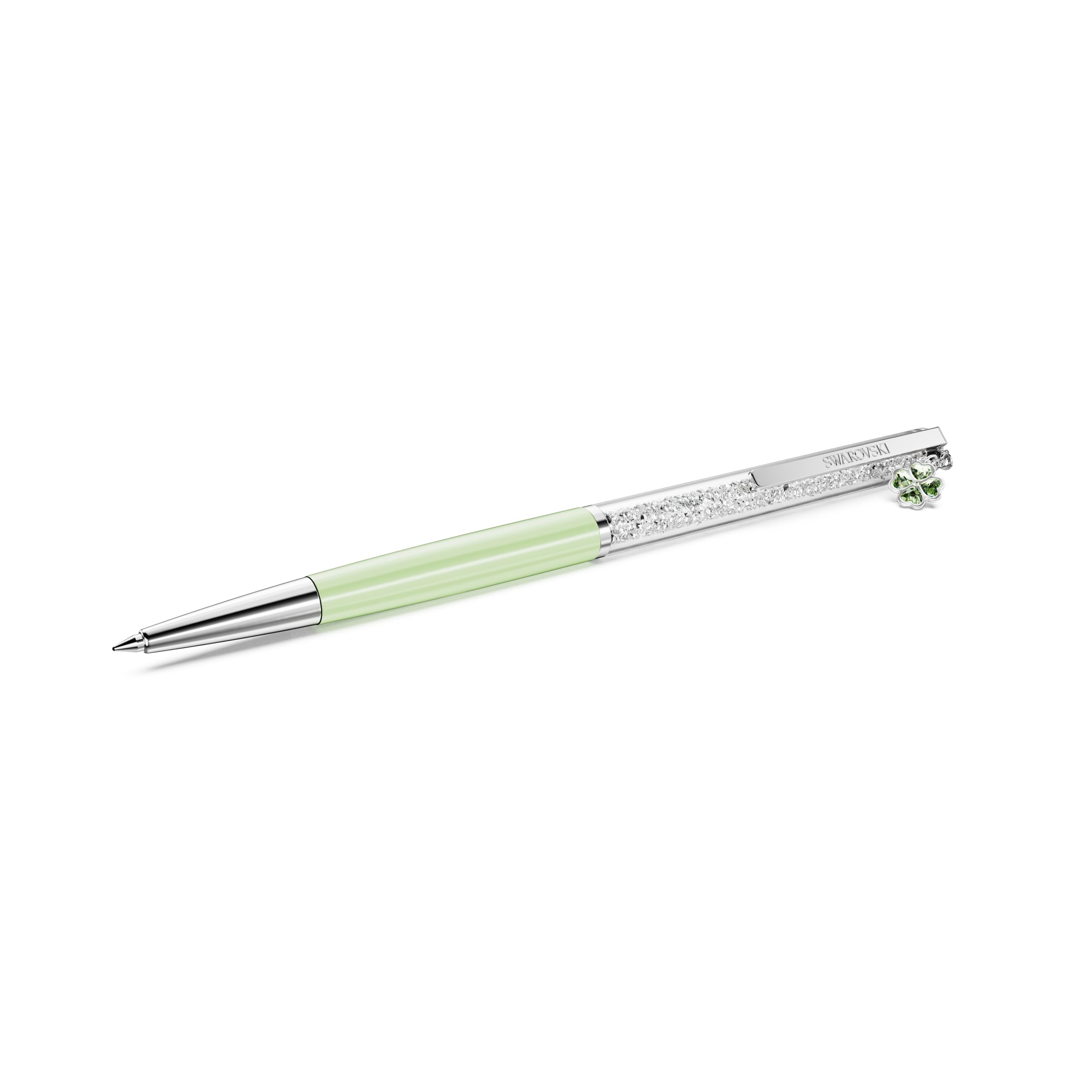 Swarovski Crystalline Ballpoint Pen, Clover, Green, Green Lacquered, Chrome Plated