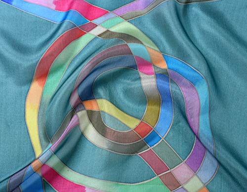 Invisible World Women's 100% Mulberry Silk Scarf Long Hand Painted Ribbons4