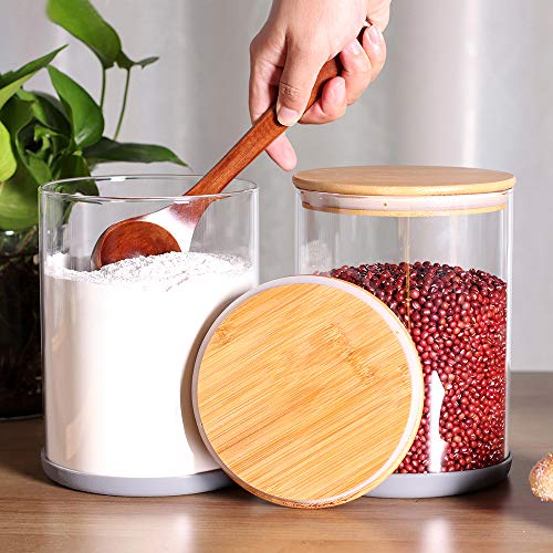 Set Of 2 Large Glass Food Storage Jar, 100 Fl Oz (3000Ml) Glass Flour Canister With Airtight Bamboo Lids For Kitchen Corner, Bpa-Free Flour Container For Sugar, Ground Coffee, Rice And Dry Food #TOP5