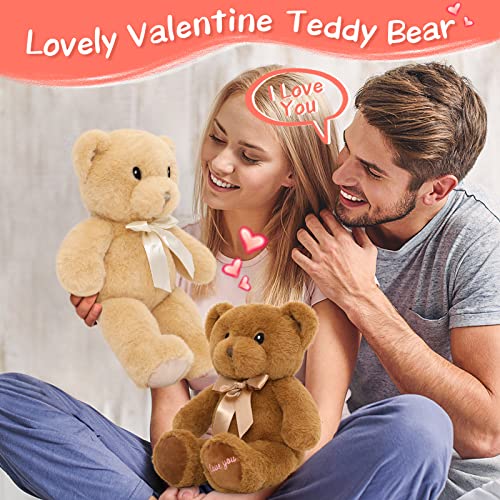 Morismos 2 Packs Teddy Bear Stuffed Animals Bulk For Kids, Soft Stuffed Teddy Bear Plush Toys With Embroidered Eyes Nose, I Love You Brown Teddy Bear For Baby Shower, Birthday Gifts For Kids #TOP1