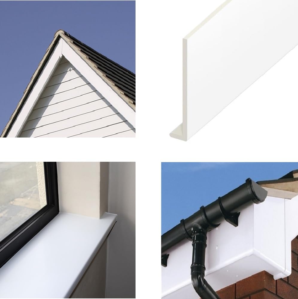 uPVC Fascia Boards Cover Capping Board White - Window Sill Cover Board - 2.5m (8ft) Length (225mm Wide)