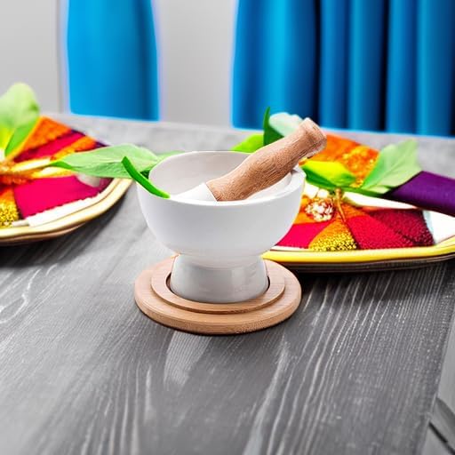 Porcelain Mortar and Pestle – Pill Crusher - Stable Heavy Tripod Base on Countertop