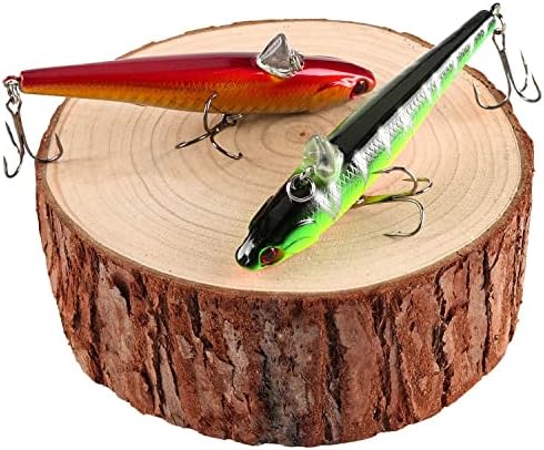 10Pcs 9.5cm 25.8g Diving Pencil Baits Trout Perch Bass Fishing Lures Freshwater Saltwater VIB Baits Bionic Swimbaits with Treble Hook Fishing Gifts for Men