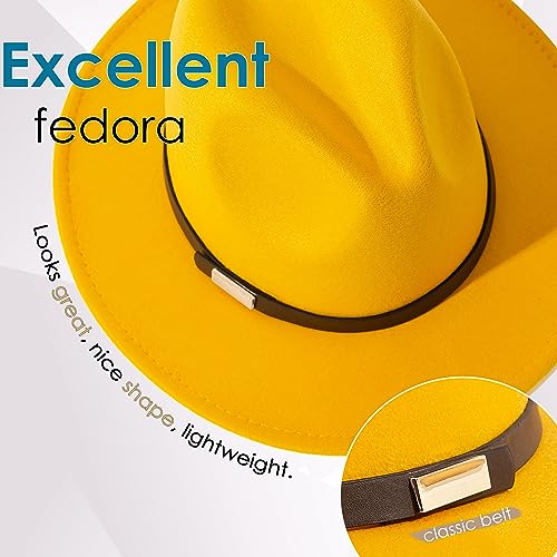 Image of Fedora Hats for Men Wide Brim Panama Hat with Classic Belt