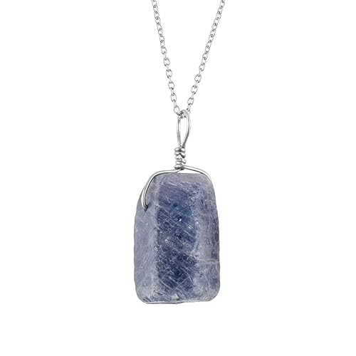 Miniatura 44 de AA Natural Raw Aquamarine Rough Stone Handmade Dainty Pendant Necklace For Women, Healing Chakra Crystals, Birthstone Jewelry, Rhodium Plated 925
