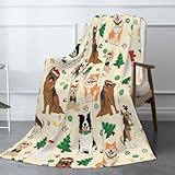 Cute Christmas Dog Throw Blanket Fuzzy Soft Cozy Cute Christmas Dog Blankets Soft Throws Warm Lightweight Plush Fleece Throw Blanket for Kids Men Women Gift Bed Couch Sofa 50"x40"